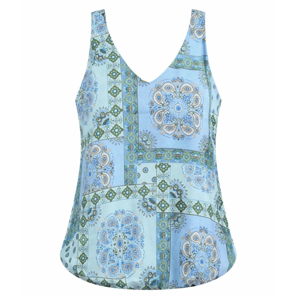 Lane Bryant Paisley‎ Tank Top Blouse Women 20 flowy sheer feminine fairy blue
